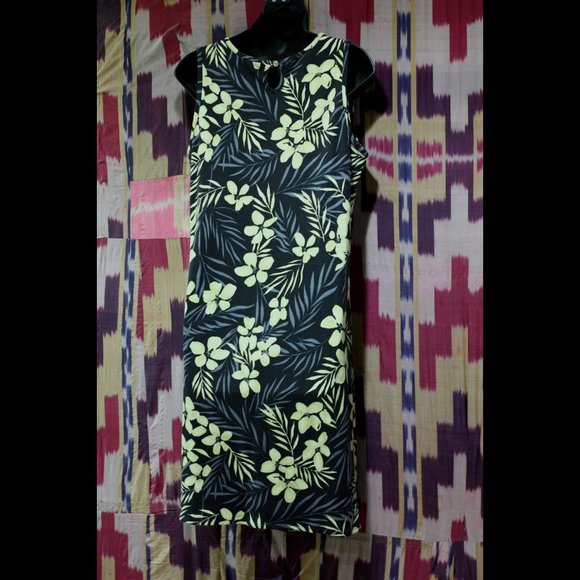 TOMMY BAHAMA Black Gray and Cream Tropical Dress - Picture 2 of 4